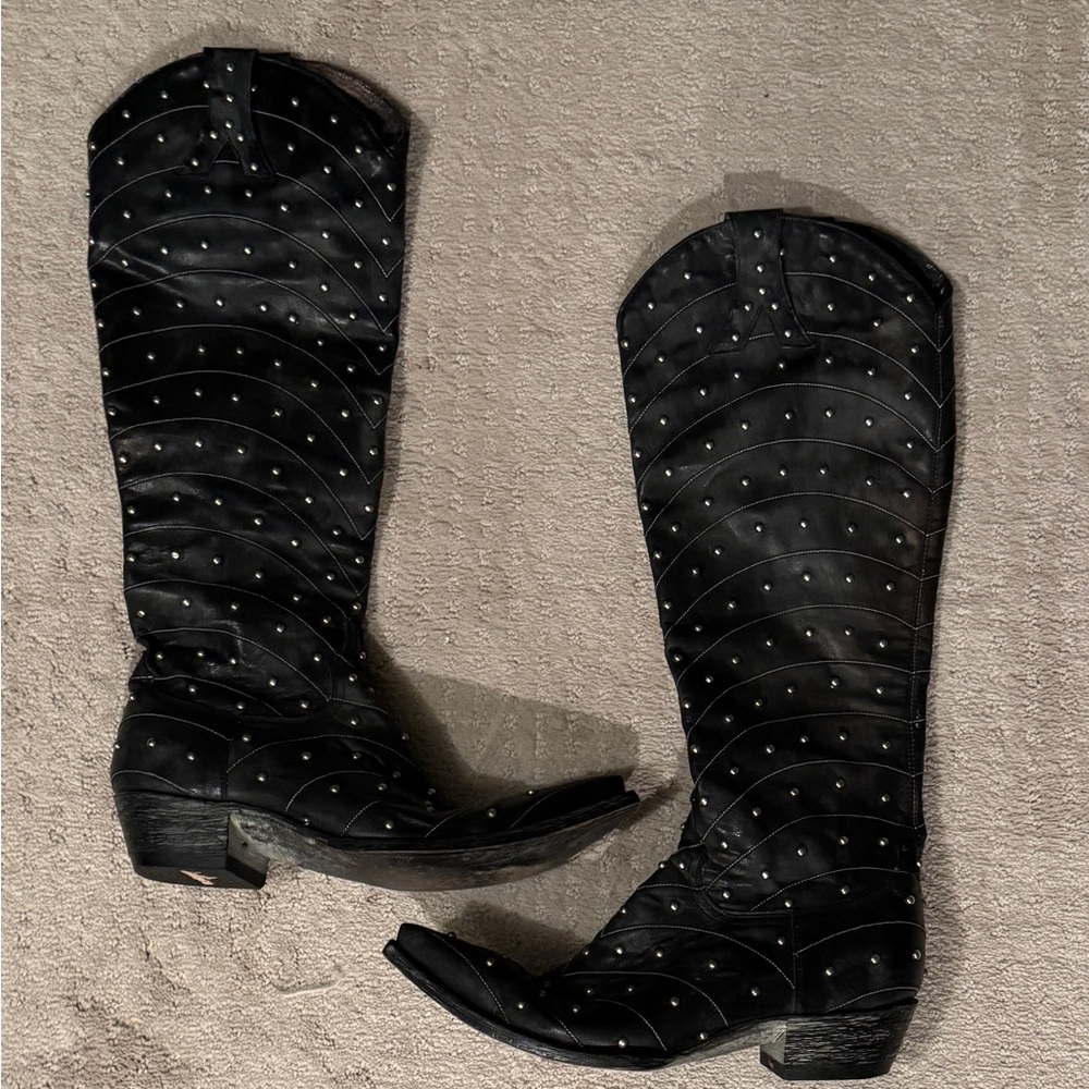 Old Gringo Hostiflikami Black Studded  Knee High Western Boots